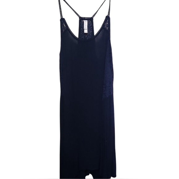 Xhilaration Assymetrical Navy Blue Halter Midi Laxe Slip Dress size M - Picture 1 of 6